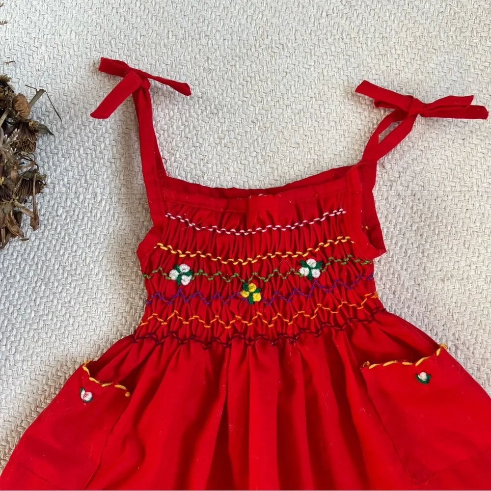 Vintage Smocked & Embroidered Sundress - Picture 2 of 3